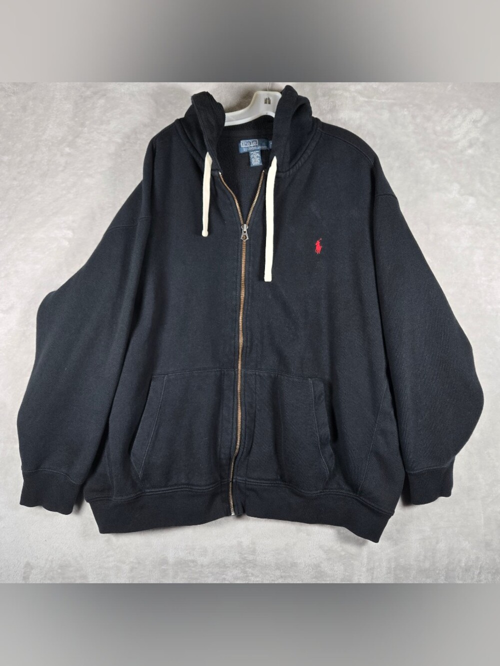 Polo Ralph Lauren Full Zip Fleece Hoodie Mens Size 4XB Black Red Pony Logo